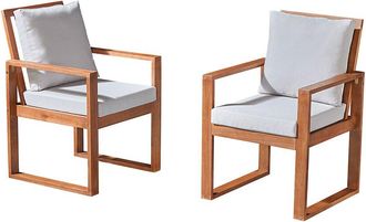 Alaterre Furniture Weston Eucalyptus Wood Outdoor Dining Chairs With Cushions, Set Of 2