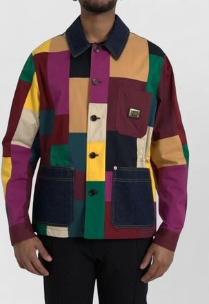 Dolce & Gabbana patchwork single breasted coat