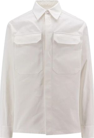Jil Sander Katoenen overhemd met witte band - Heren - Casual Overhemden - Wit - L - Katoen - Overhemden