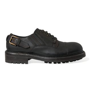 Dolce & Gabbana Elegante Heren Leren Derby Schoenen - Heren - Veterschoenen - Bruin - 40 EU - Leer - Schoenen
