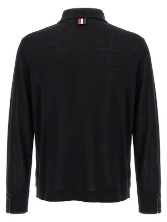Thom Browne Mens Black Virgin Wool Cardigan Clothing