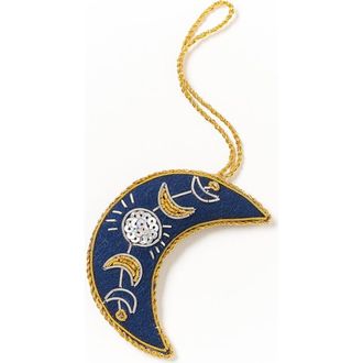 Matr Boomie Larissa Plush Crescent Moon Felt Ornament - Embroidered in Blue at Nordstrom