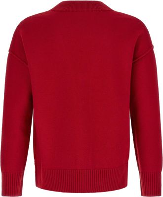 Ami Wool Logo-Embroidered Cardigan - Red