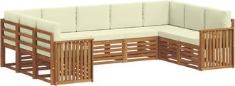 vidaXL Conjunto De Sof&aacute;s De Exterior 9 Uds. Natural Y Crema Vidaxl