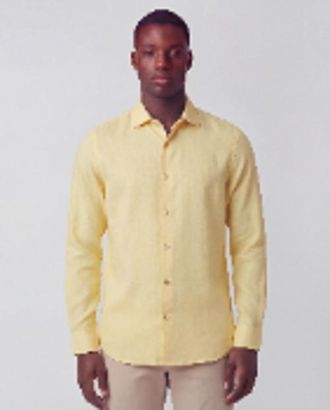 Lords of Harlech Linen Long Sleeve Shirt in Sunshine at Nordstrom, Size X-Large