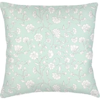 Anaya with Love Jaipur Floral Linen Euro Pillow with Down Alternative Insert in Mint Green at Nordstrom, Size 26X26