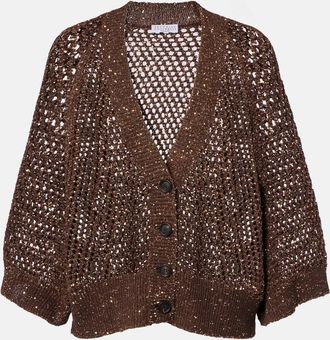 Brunello Cucinelli Open-knit sequined cardigan