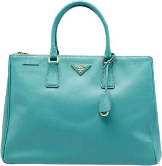 Prada Pre-owned Saffiano Tote Bag - Dames - Vintage Handtas - Blauw - ONE Size - Leer - Vintage