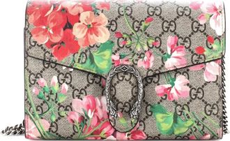 Gucci Dionysus Chain Wallet Blooms Print GG Coated Canvas Small crossbody bag - Bruin
