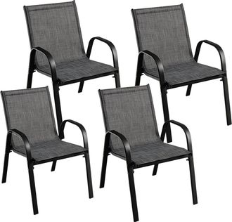 Costway Costway - Set Di 2/4 Sedie Per Esterni Con Tessuto Traspirante, Sedie Ergonimiche Ed Impilabile Per Risparmiare Spazio, Per Giardino, Cortile E Balcon