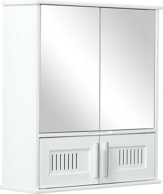 TJ Hughes kleankin Bathroom Mirror Cabinet Wall Mounted Storage Cupboard with Double Doors and Adjustable Shelf Bathroom Organizer White Unit Doors - TJ Hughes