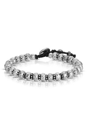 Ettika Mens Hammered Bead Bracelet in Silver at Nordstrom