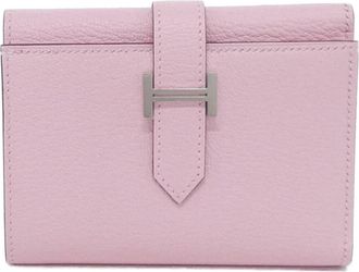 Herm&egrave;s Rose Sakura Chevre Leather Wallet (Tri-Fold) (Pre-Owned)