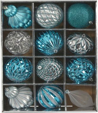 Nearly Natural Set Of 12 Lux Shatterproof Christmas Ornaments