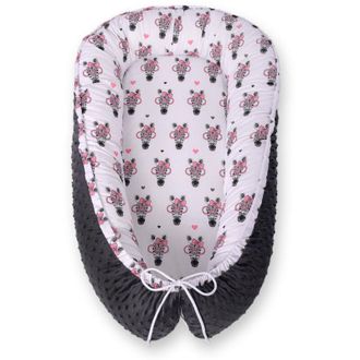 OEM Capullo Para Beb&eacute;, Doble Cara, Corralito, Arrullo, Premium Bobono Minky - Cebras Rosas