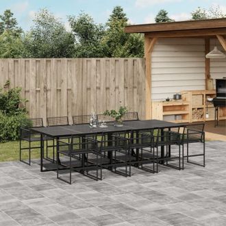 vidaXL Set De Comedor De Jard&iacute;n 11 Pzas Rat&aacute;n Sint&eacute;tico Negro Vidaxl