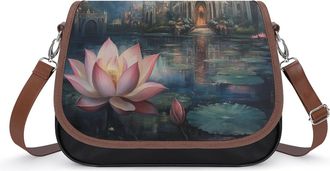 Generic Lotuses Palace Small Womens Crossbody Bags Shoulder Handbag with Adjustable Strap for Travel