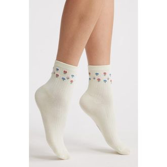 Stems Flowers Crew Socks in Ivory at Nordstrom Rack