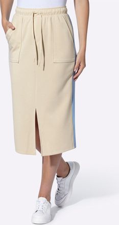 Heine Jerseyrock HEINE, Damen, Gr. 34, sand, 55% Viskose, 40% Polyester, 5% Elasthan, gemustert, mehrfarbig, wadenlang, R&ouml;cke Jerseyrock