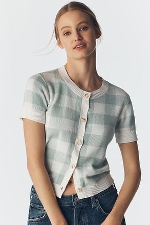 Central Park West Laurel Jacquard Buttondown Sweater