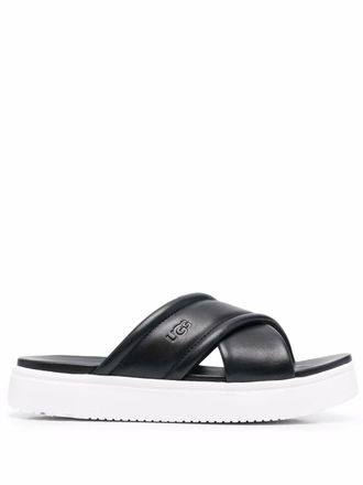 UGG cross-strap leather sandals - women - Rubber/Rubber/Calf Leather/Calf Leather - 8 - Black