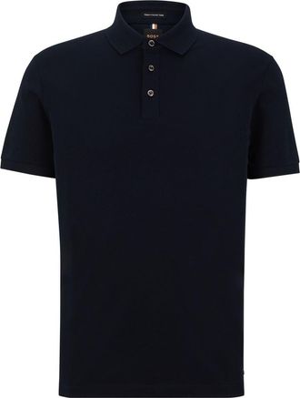 HUGO BOSS Mens Collared Neck Short Sleeve Regular Fit Top in Dark Blue - Size Small