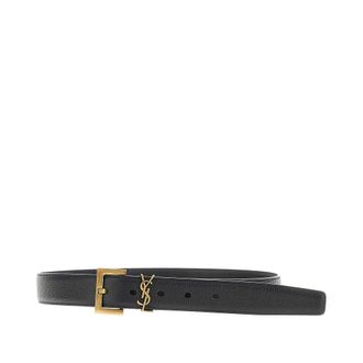 Saint Laurent Cassandre grained leather belt Woman 85