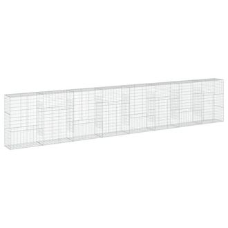 Berkfield Home Gabion Basket with Cover 800x50x150 cm Galvanised Iron in Silver | Size: 800 x 50 x 150 cm