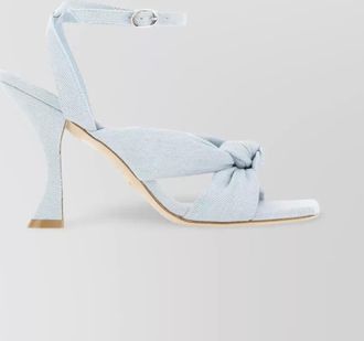 Stuart Weitzman unique heel denim sandals