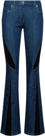 John Richmond Wijde Broek met Inzetstukken - Dames - Flared Jeans - Blauw - W26 - Katoen - Jeans
