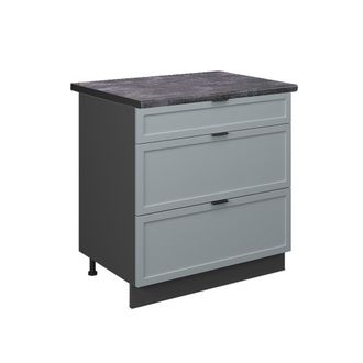 Vicco Mueble Bajo De Cocina Fame-line, Azul Claro-gris, 80 Cm Con 3 Cajones, Et Antracita Vicco