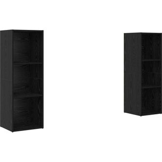 vidaXL Vidaxl - Conjunto De Mueble De Tv 2 Pcs Roble Negro 107 X 35 X 37 Cm