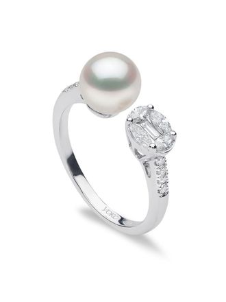Yoko London 18kt white gold Starlight pearl and diamond ring - women - 18kt White Gold/Diamond/Akoya Pearl - 54 - Silver