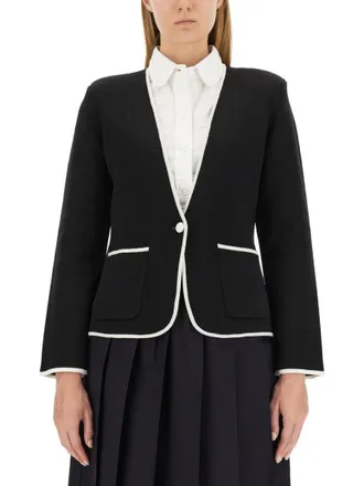 Thom Browne Single-Breasted Collarless Jacket