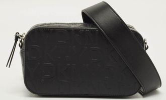 DKNY Dkny Black Monogram Embossed Leather Camera Bag