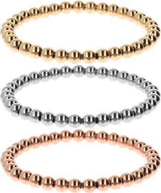 Autentica Set Of Polished Bead Stretch Bracelets