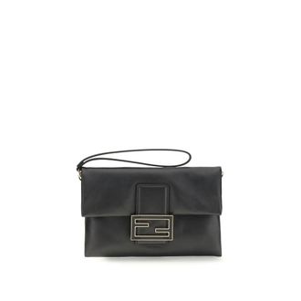 Fendi Black Lamb Ovis Aries Aries Clutch Womens Bag