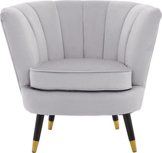 Premier Housewares Interiros by Premier Grey Velvet Chair with Black Wood and Gold finish Legs, Backrest Dining Chair,Easy to Clean Armchair