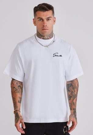 Siksilk Camiseta Blanca de Hombre con Escritura XXL