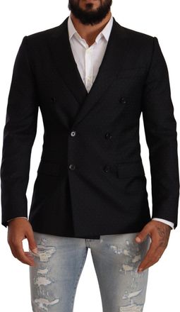 Dolce & Gabbana Mens Blazer Doublebreasted Micro Polka Dots - Black