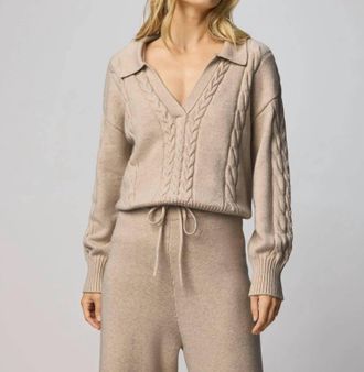 Splendid Jet Set Polo Sweater In Cappuccino Heather