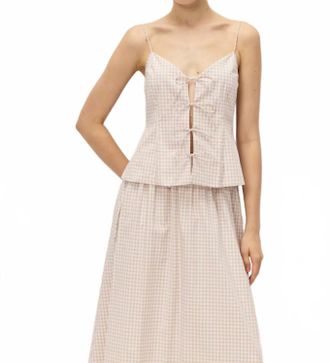 Elodie Vionnet Gingham Top In Taupe