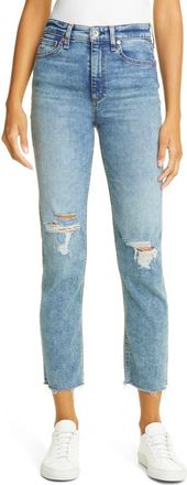 Rag & Bone Nina Ripped High Waist Ankle Cigarette Jeans in Bloomfield at Nordstrom, Size 24