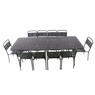 Concept Usine Conjunto de mesa de jard&iacute;n de 234 cm y 10 sillas