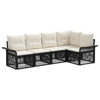 vidaXL Conjunto De Sof&aacute;s De Jard&iacute;n 5 Uds. 5 Plaza Negro Vidaxl