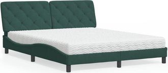 vidaXL Vidaxl - Cama Con Colch&oacute;n Terciopelo Verde Oscuro 160x200 Cm