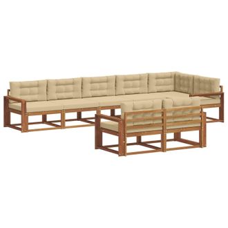 vidaXL Conjunto De Sof&aacute;s De Exterior Con Coj&iacute;n 8 Pcs Natural Y Beige Vidaxl