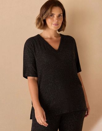 Live Unlimited London Womens Grey V Neck Supersoft T-Shirt - Size: 12