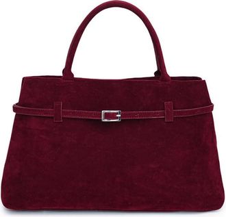 Generic Faux Leather Tote Bag for Women, Suede Tote Handbags, Large Brown Retro Top-Handle Work Bag (Red, One Size)