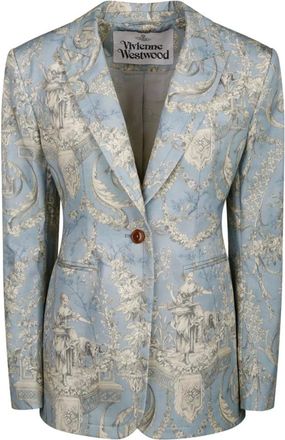 Vivienne Westwood Jassen, Dames, Blauw, M, Leer, Blauwe Single Breasted Lauren Jas
